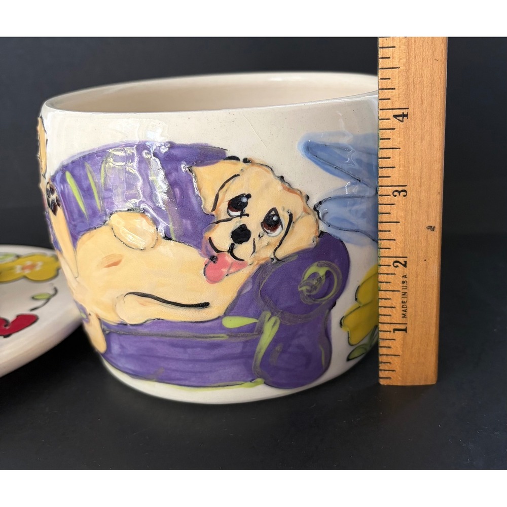 Hand Painted Ceramic Labrador Retriever Dog Treat Jar Love Makes Possible 5in - Picture 7 of 10